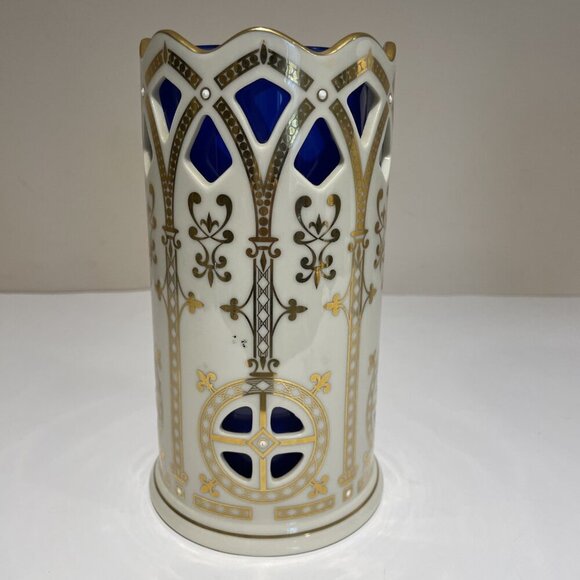 Lenox Millennium Collection Votive Candleholder Cobalt Blue Glass Globe 8" USA - Picture 5 of 13